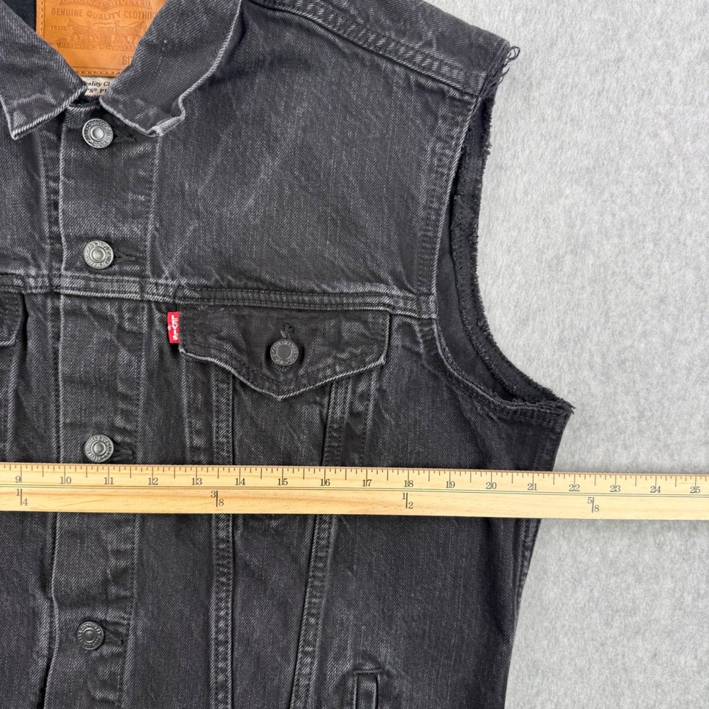 Levis Premium Vest Mens Large Black Trucker Big E Sleeveless Type 3 Jacket - Picture 9 of 10